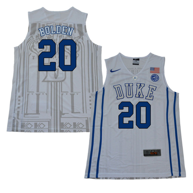 2018 Men #20 Marques Bolden Duke Blue Devils College Basketball Jerseys Sale-White